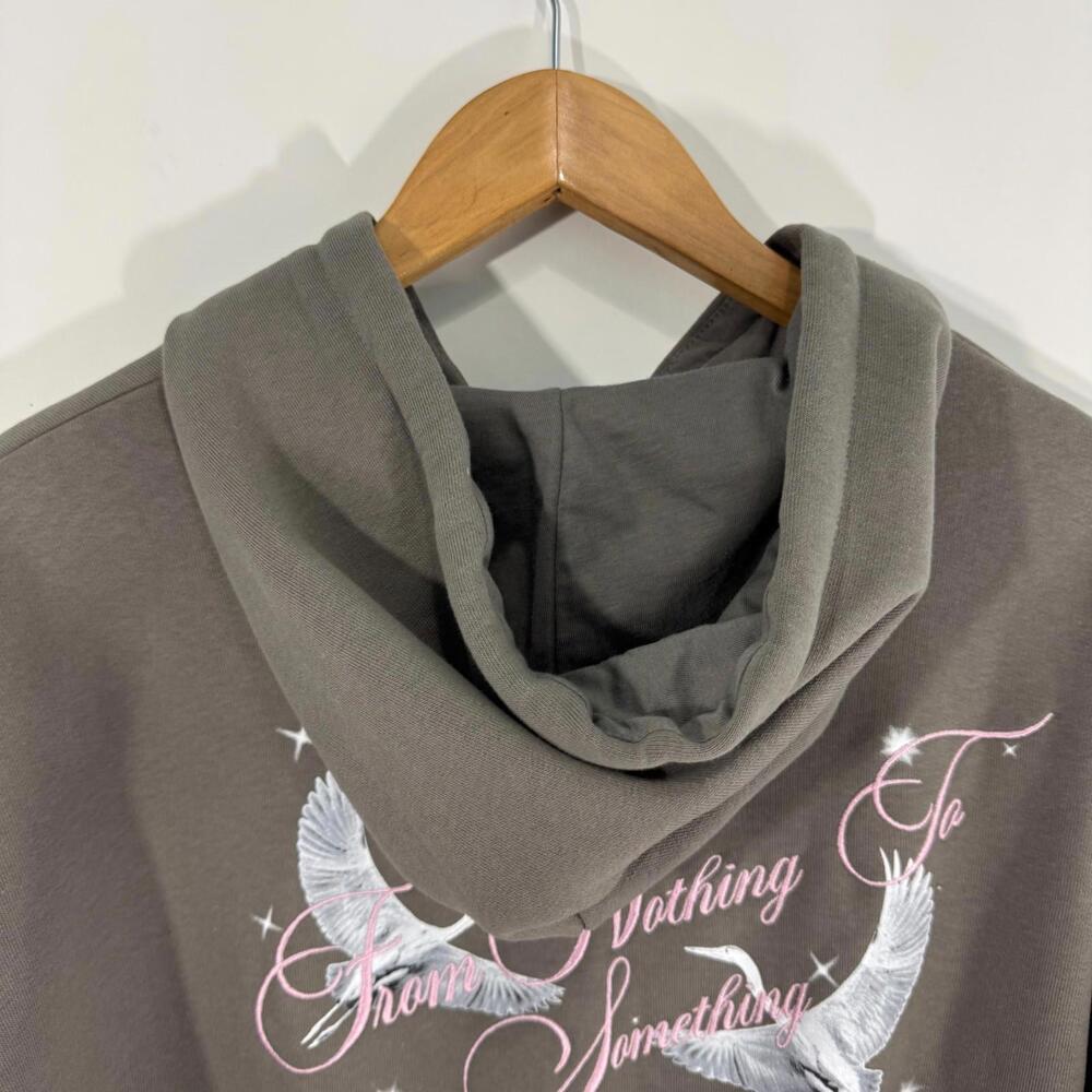 Hoodrich Women’s Size Small Gray Brown Shadow Crop BH Hoodie Sweatshirt New - Picture 12 of 13